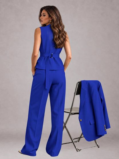 Royal Blue 3 Pieces Tailored Fit Elegant Women's Suits for Business Casual
