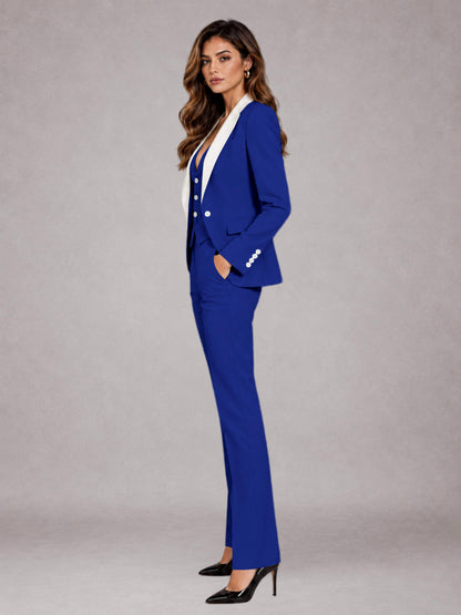 Royal Blue 3 Pieces Tailored Fit Elegant Women's Suits for Professional Look