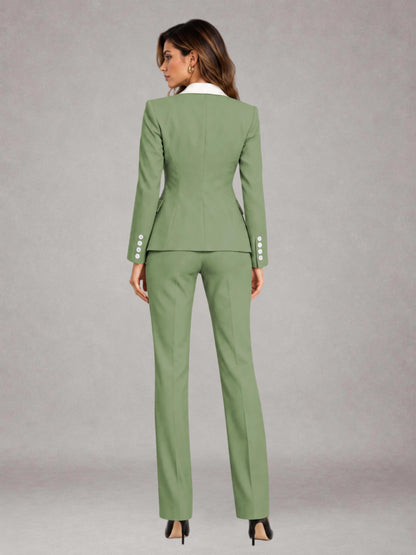 Sage Green 3 Pieces Tailored Fit Elegant Women's Suits for Professional Look