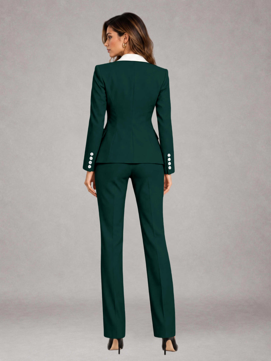 Teal 3 Pieces Tailored Fit Elegant Women's Suits for Professional Look