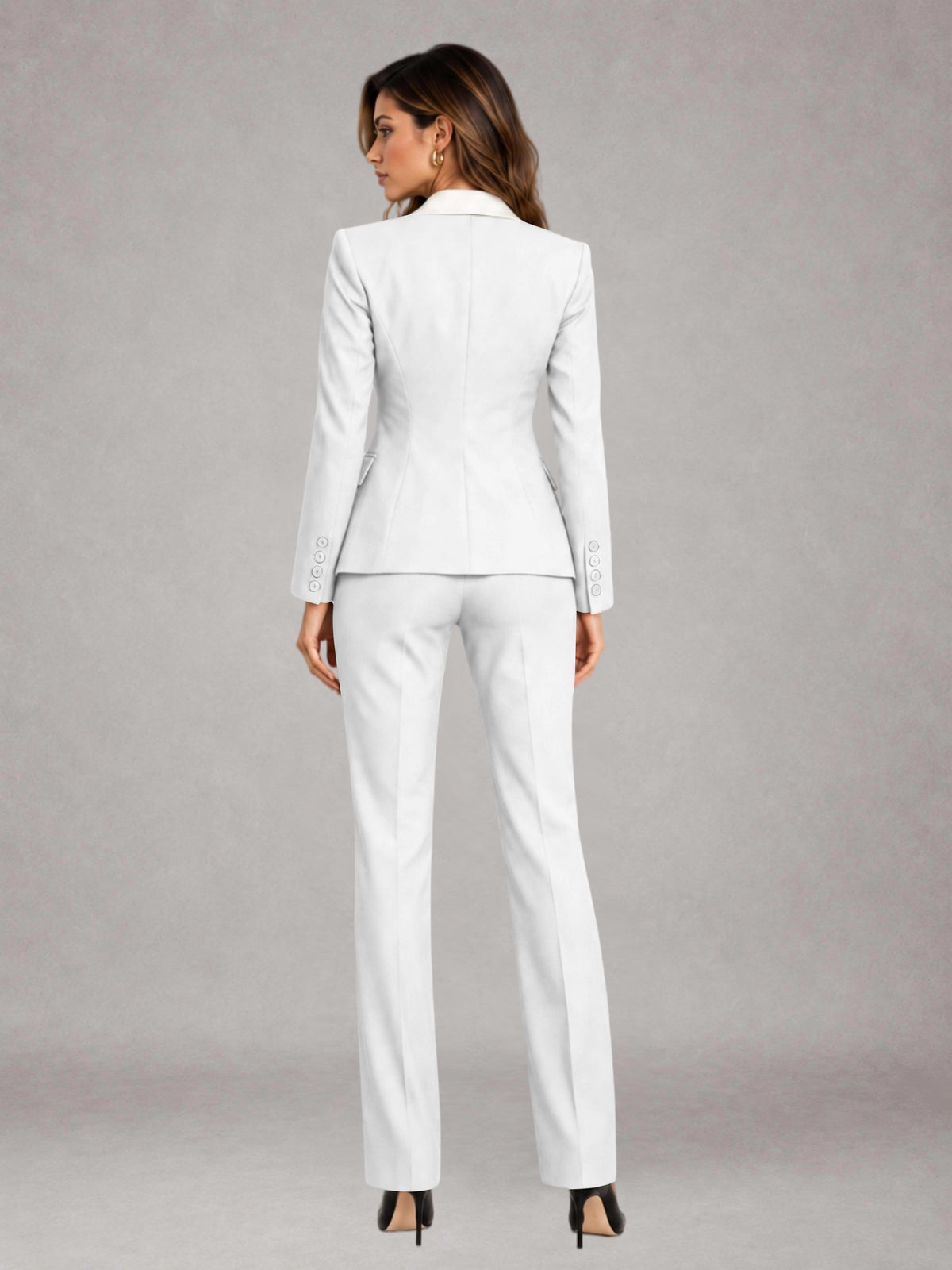 White 3 Pieces Tailored Fit Elegant Women's Suits for Professional Look
