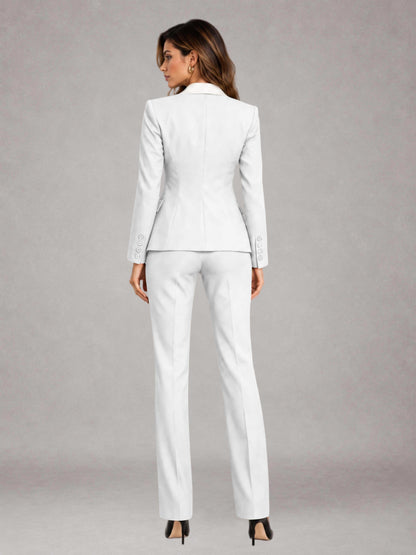 White 3 Pieces Tailored Fit Elegant Women's Suits for Professional Look