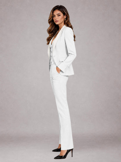 White 3 Pieces Tailored Fit Elegant Women's Suits for Professional Look