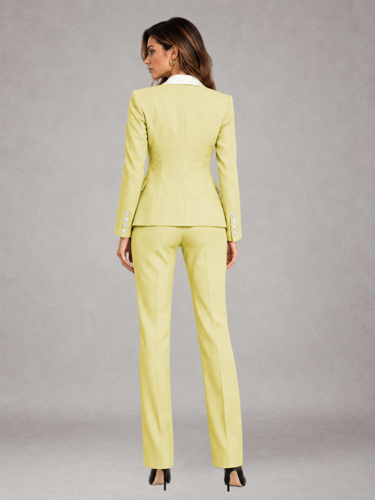 Yellow 3 Pieces Tailored Fit Elegant Women's Suits for Professional Look