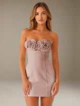 Free Shipping 3D Floral Sheath Strapless Sleeveless Mini Homecoming Dress