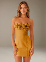 Free Shipping 3D Floral Sheath Strapless Sleeveless Mini Homecoming Dress