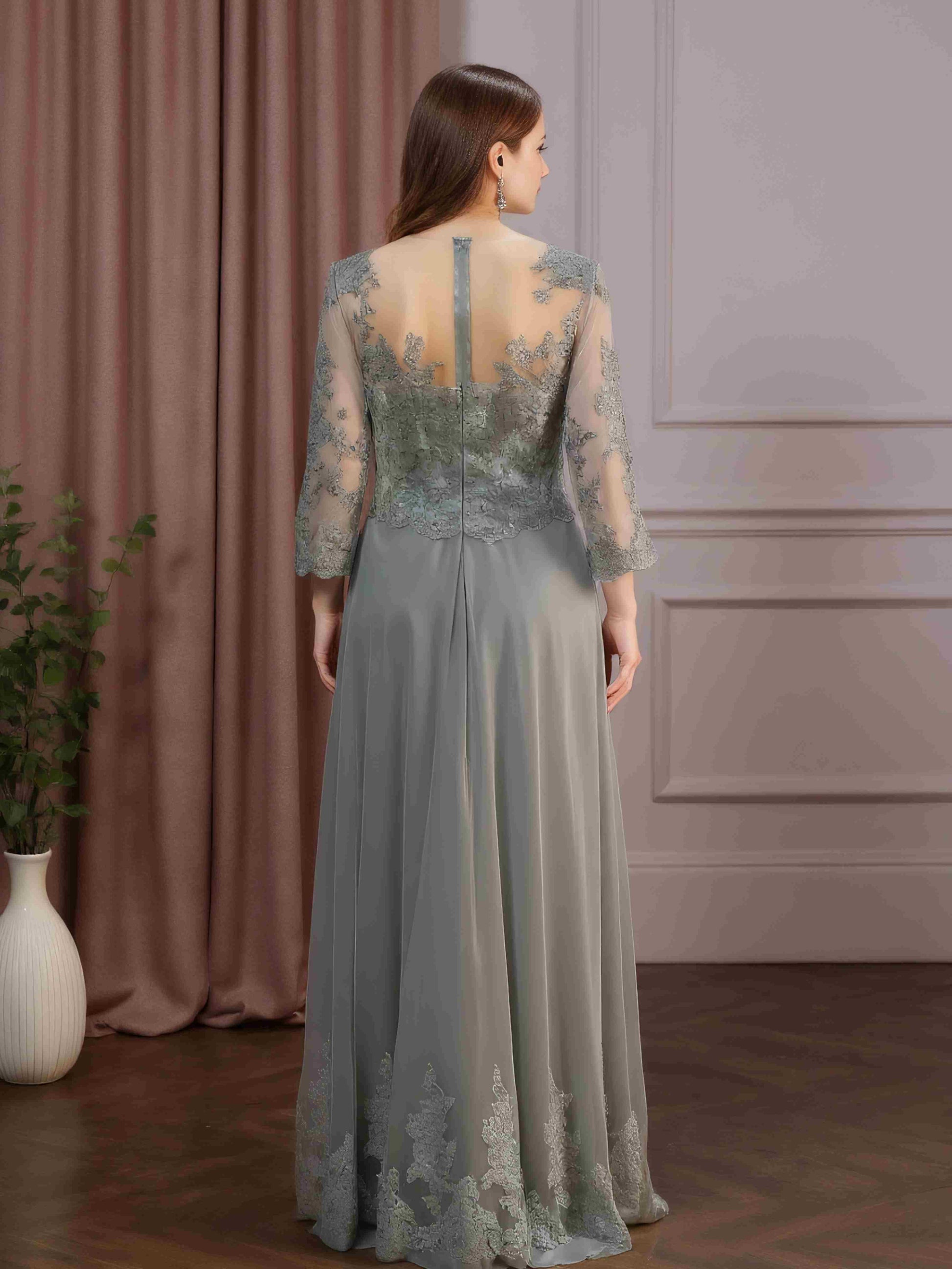 A-Line/Princess 3/4 Length Sleeves Floor-Length Plus Size Mother of th mollyevers.com A-Line/Princess 3/4 Length Sleeves Floor-Length Plus Size Mother of th mollyevers.com
