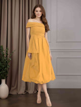 A-Line/Princess Off-The-Shoulder Tea-Length Mother of the Bride Dresses with Ruffles