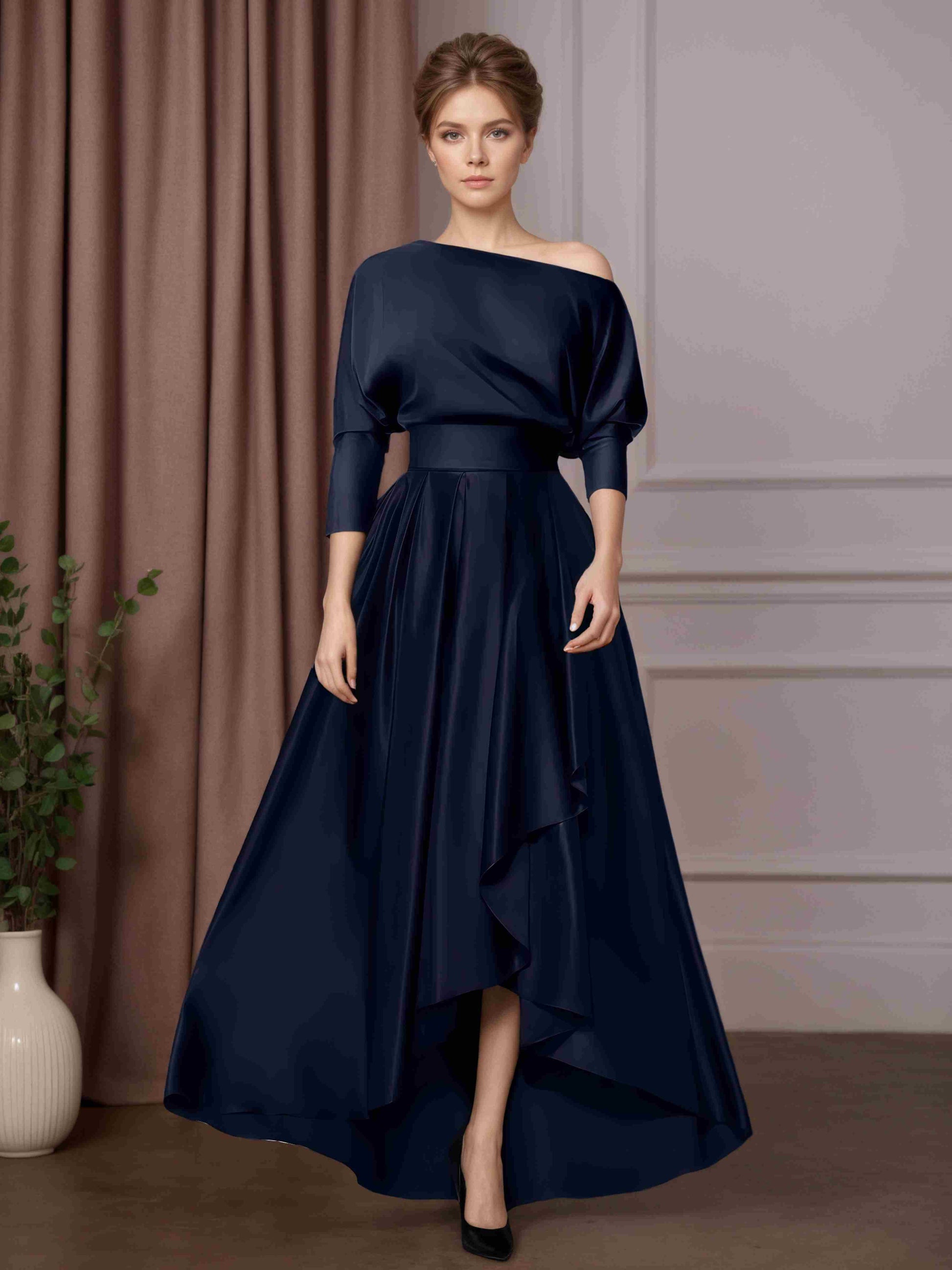 A-Line/Princess One-Shoulder 3/4 Length Sleeves Asymmetrical Mother of mollyevers.com A-Line/Princess One-Shoulder 3/4 Length Sleeves Asymmetrical Mother of mollyevers.com