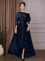 A-Line/Princess One-Shoulder 3/4 Length Sleeves Asymmetrical Mother of the Bride Dresses