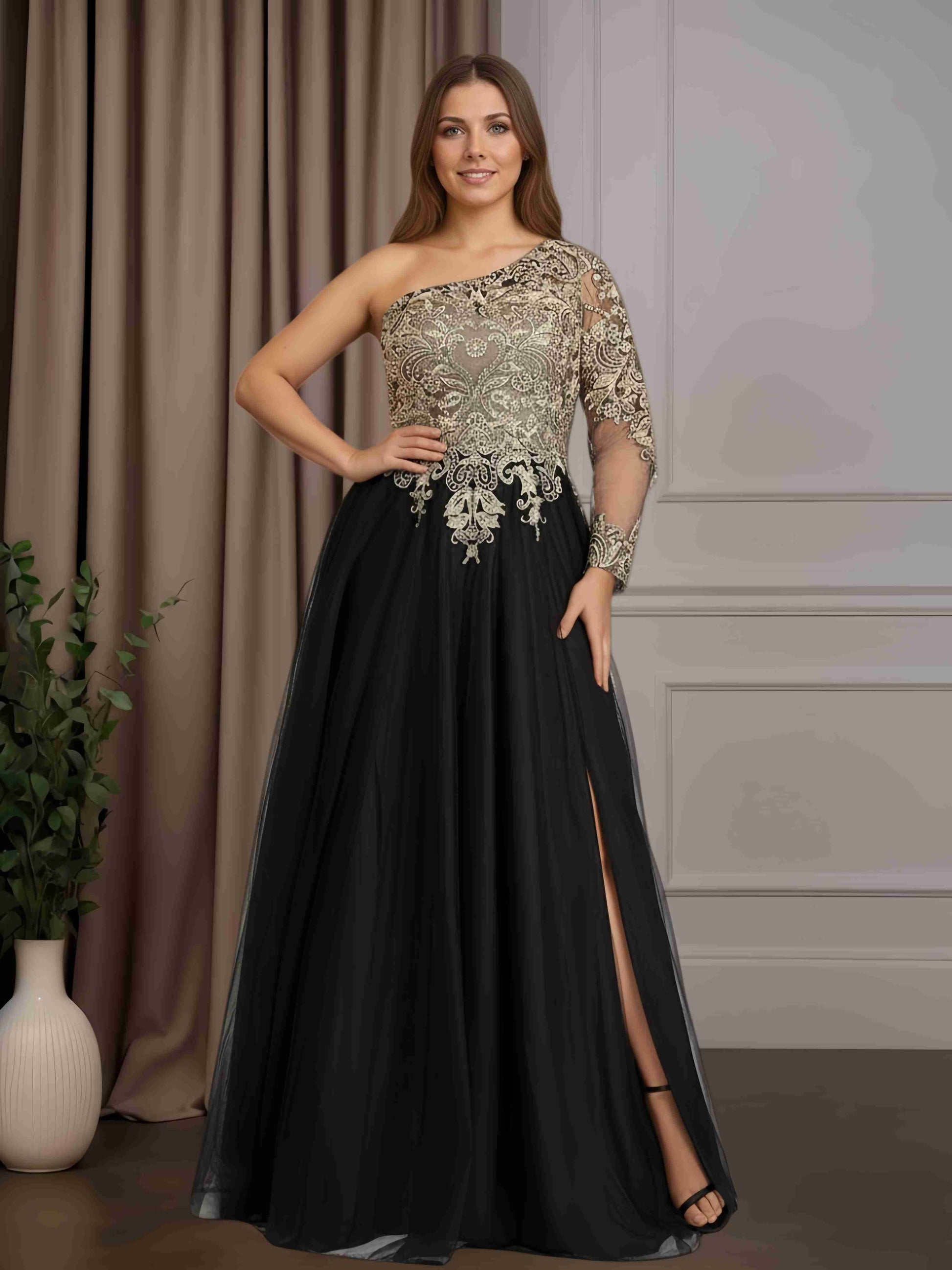 a line princess one shoulder dress One-Shoulder Asymmetrical A-Line Princess Dress for the Mother of the Bride Sleeveless with Ruffles