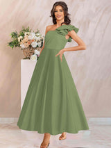 A-Line/Princess One-Shoulder Sleeveless Ankle-Length Mother of the Bride Dresses with Ruffles