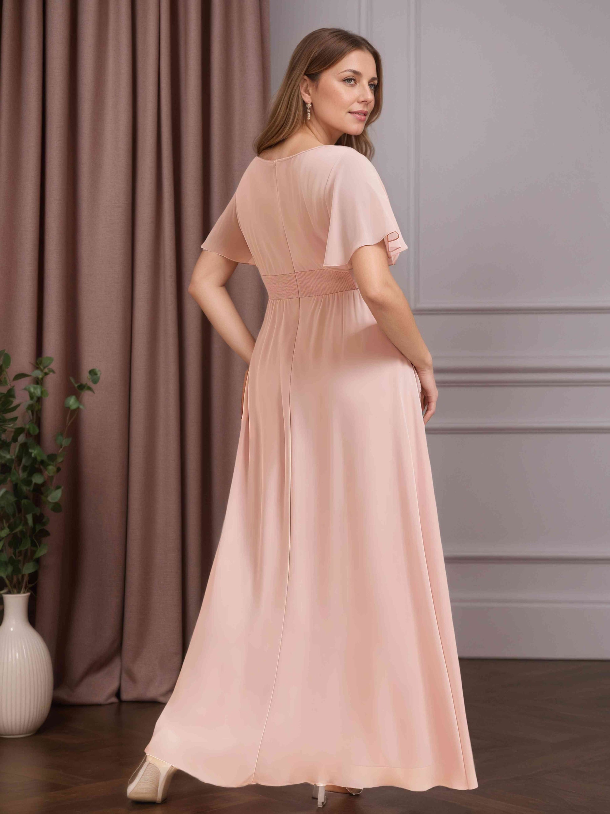 A-Line/Princess Round Neck Short Sleeves Ankle-Length Plus Size Mother –