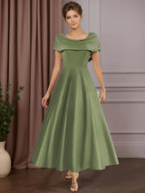 A-Line/Princess Scoop Neck Short Sleeves Ankle-Length Mother of the Bride Dresses