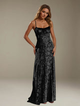 Free Shipping A-Line/Princess Spaghetti Strap Sleeveless Backless Floor-Length Floral Lace Bridesmaid Dresses