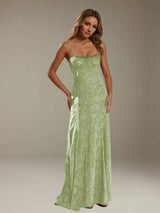 Free Shipping A-Line/Princess Spaghetti Strap Sleeveless Backless Floor-Length Floral Lace Bridesmaid Dresses