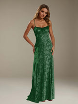 Free Shipping A-Line/Princess Spaghetti Strap Sleeveless Backless Floor-Length Floral Lace Bridesmaid Dresses