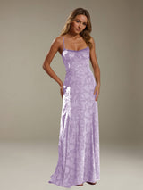 Free Shipping A-Line/Princess Spaghetti Strap Sleeveless Backless Floor-Length Floral Lace Bridesmaid Dresses