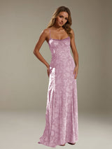 Free Shipping A-Line/Princess Spaghetti Strap Sleeveless Backless Floor-Length Floral Lace Bridesmaid Dresses