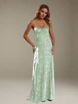 Free Shipping A-Line/Princess Spaghetti Strap Sleeveless Backless Floor-Length Floral Lace Bridesmaid Dresses