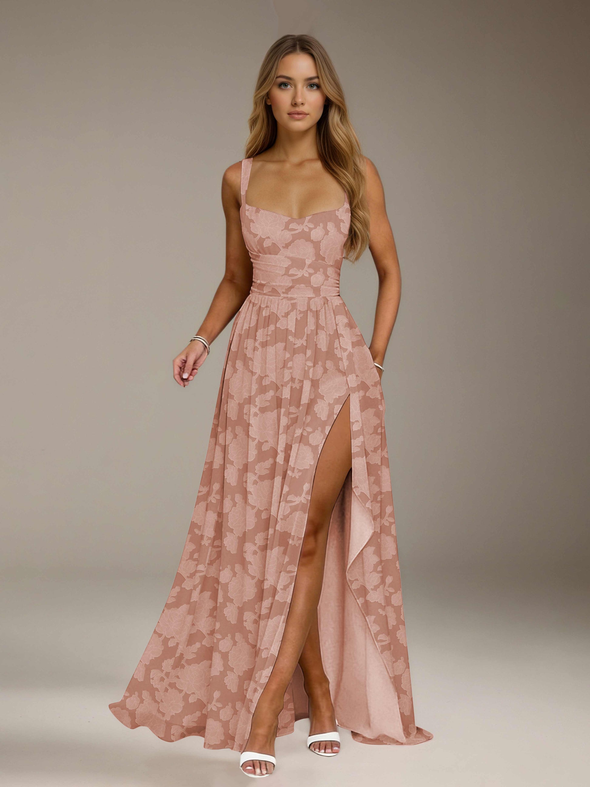 Free Shipping A-Line/Princess Square Neck Sleeveless Floor-Length Flor –
