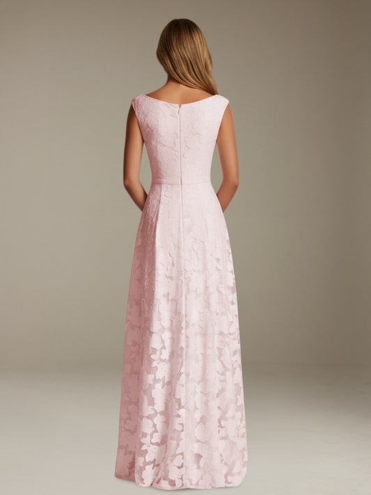 floral lace bridesmaid dresses Double V-Neck Floral Lace Appliques Maxi Bridesmaid Dress main image 1