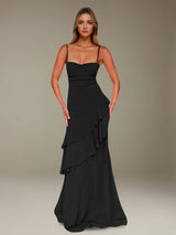 Free Shipping A-Line Spaghetti Strap Prom Dress Chiffon Floor Length