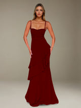 Free Shipping A-Line Spaghetti Strap Prom Dress Chiffon Floor Length