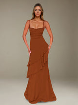 Free Shipping A-Line Spaghetti Strap Prom Dress Chiffon Floor Length