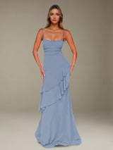 Free Shipping A-Line Spaghetti Strap Prom Dress Chiffon Floor Length