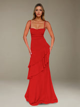 Free Shipping A-Line Spaghetti Strap Prom Dress Chiffon Floor Length