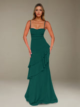 Free Shipping A-Line Spaghetti Strap Prom Dress Chiffon Floor Length