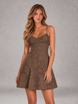 A-Line Spaghetti Straps Floral Lace Short Homecoming Dress