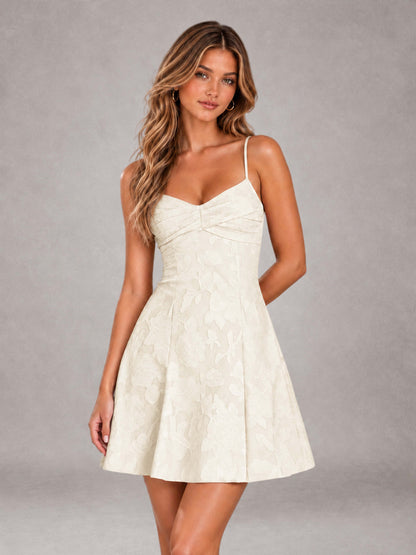 Ivory A-Line Spaghetti Straps Floral Lace Short Homecoming Dress
