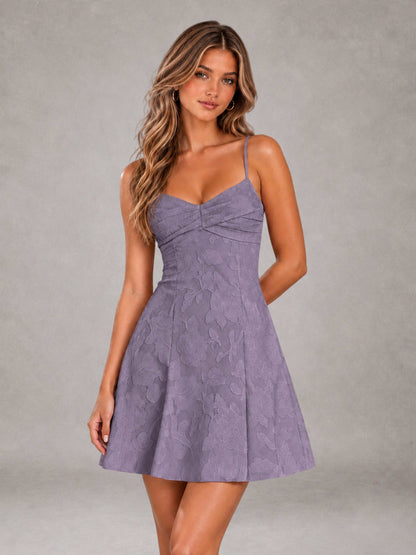 Wisteria A-Line Spaghetti Straps Floral Lace Short Homecoming Dress