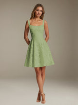 Free Shipping A-Line Square Neck Sleeveless Floral Lace Mini/Short Formal Dress