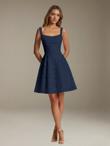 Free Shipping A-Line Square Neck Sleeveless Floral Lace Mini/Short Formal Dress