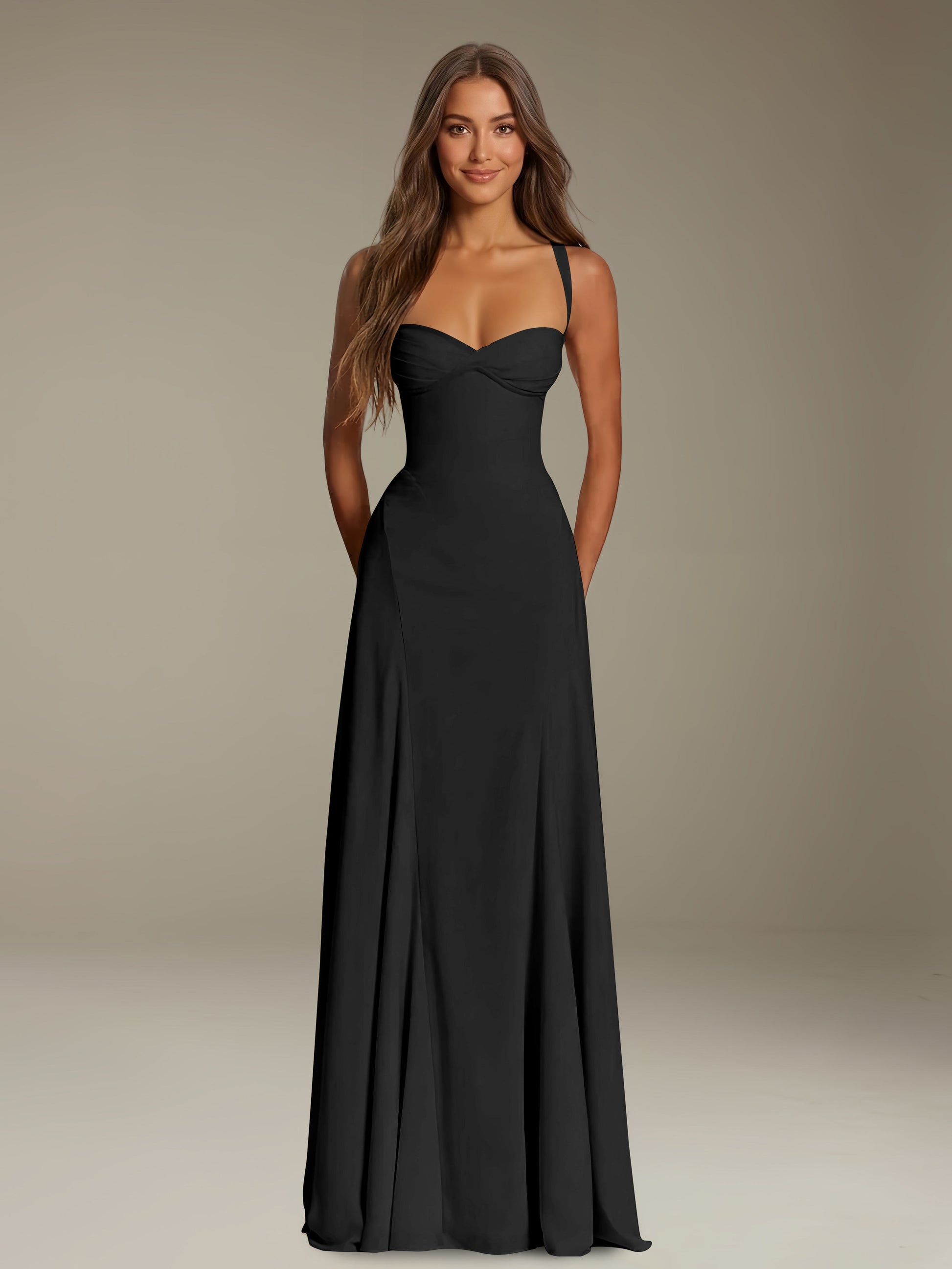 Free Shipping A-Line Sweetheart Sleeveless Floor-Length Long Prom Dres –