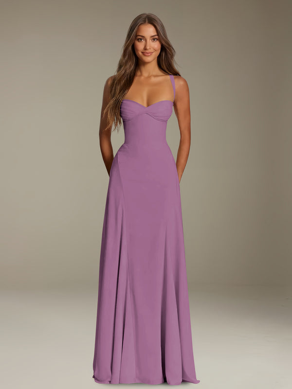 Dusty Purple Free Shipping A-Line Sweetheart Sleeveless Floor-Length Long Prom Dress