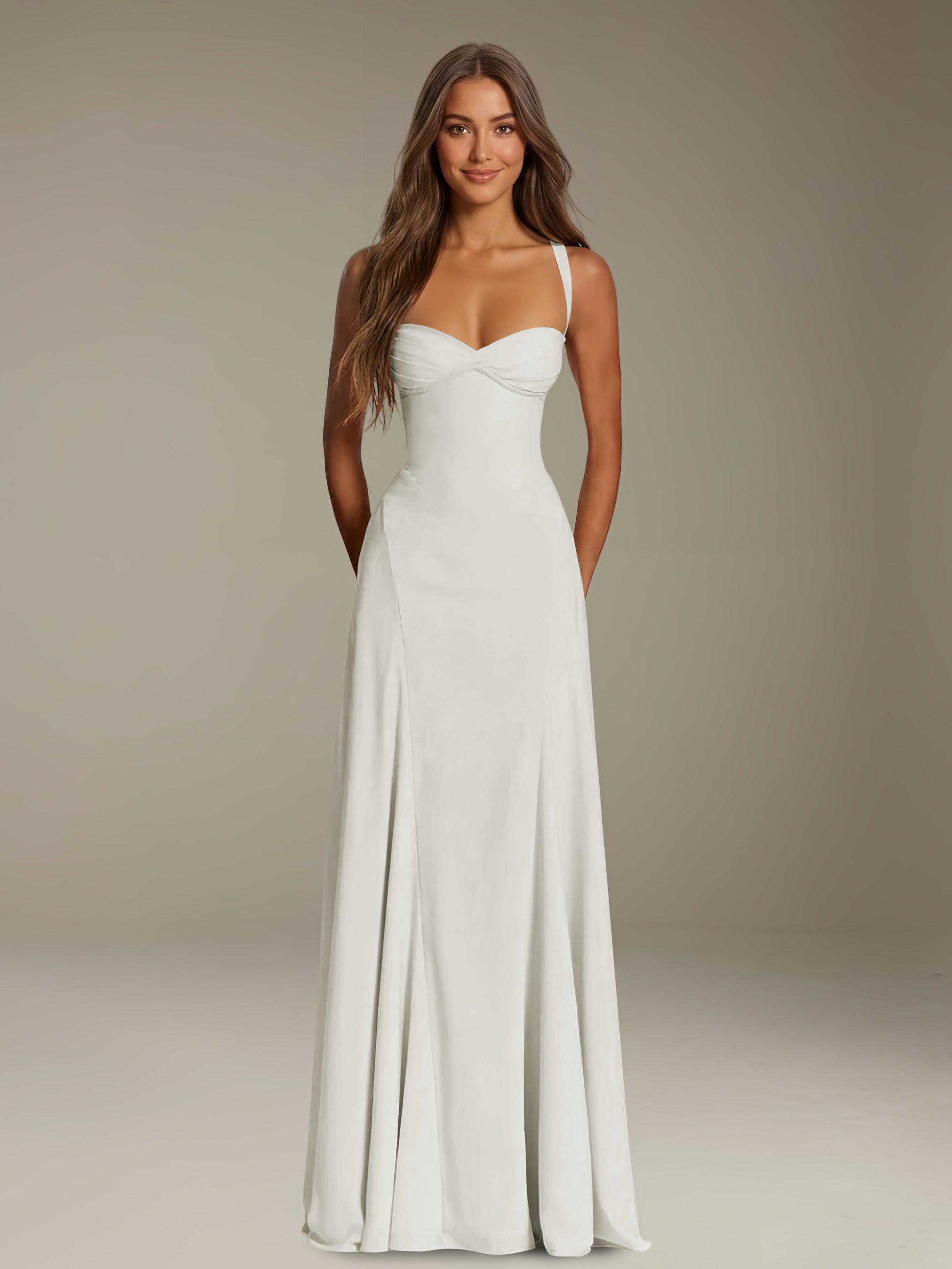 Free Shipping A-Line Sweetheart Sleeveless Floor-Length Long Prom Dres –