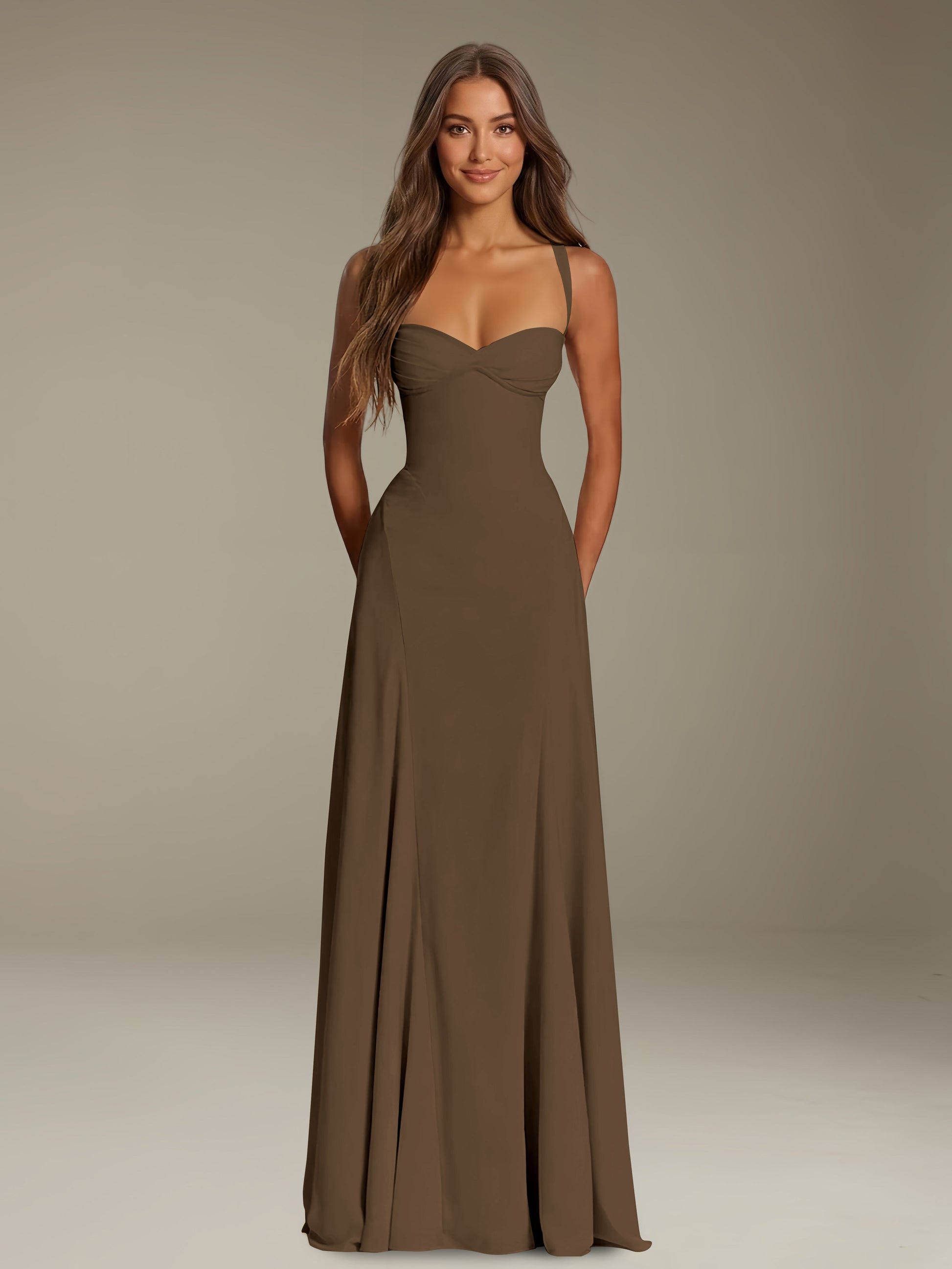 Free Shipping A-Line Sweetheart Sleeveless Floor-Length Long Prom Dres –