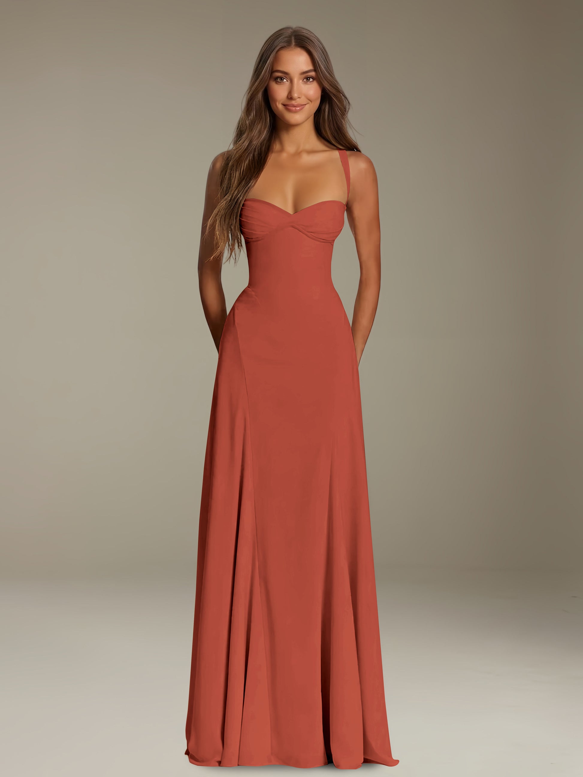 Free Shipping A-Line Sweetheart Sleeveless Floor-Length Long Prom Dres –