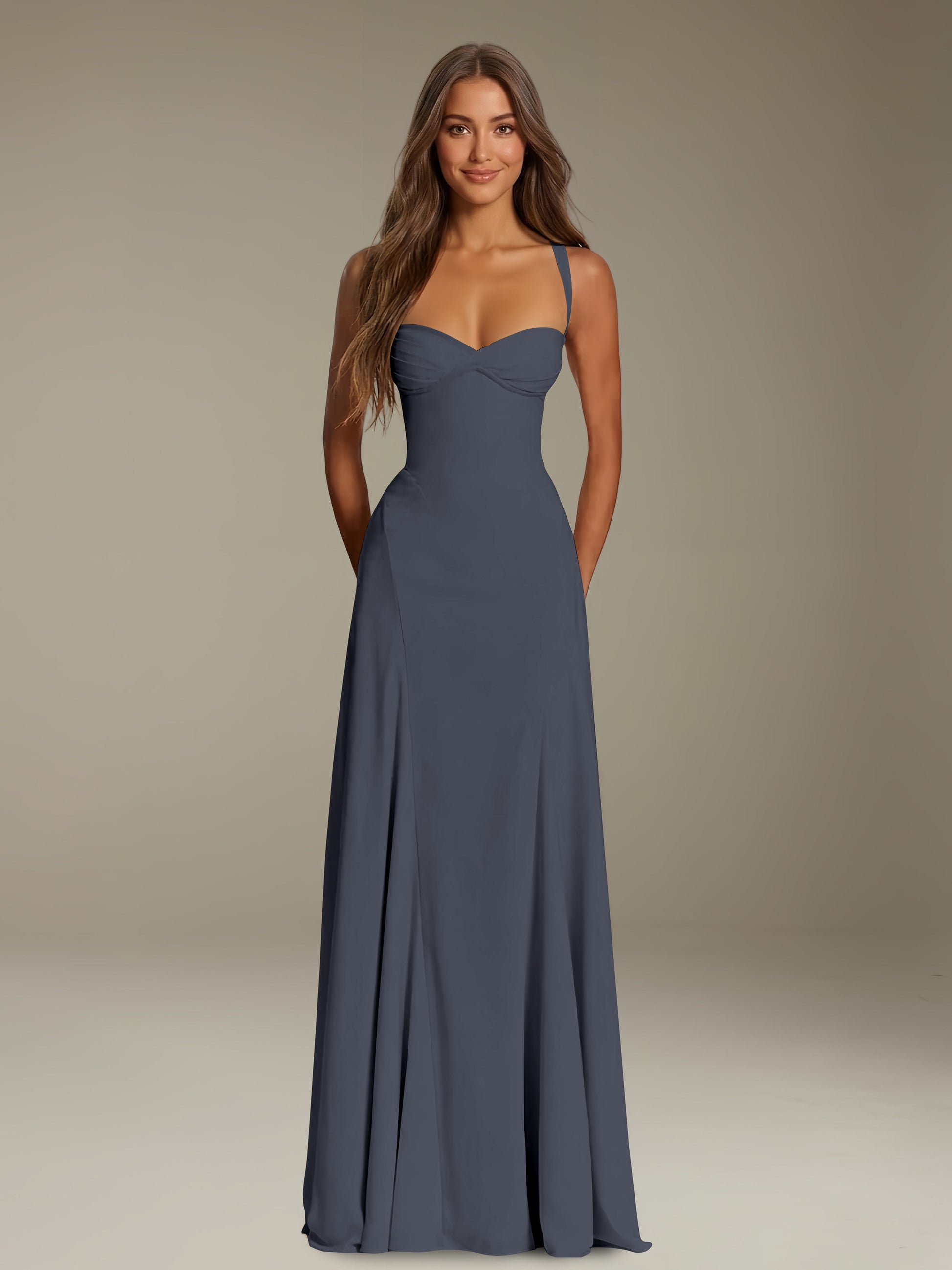 Free Shipping A-Line Sweetheart Sleeveless Floor-Length Long Prom Dres –
