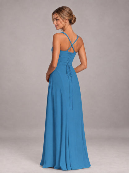 Blue A-Line Sweetheart Sleeveless Floor-Length Bridesmaid Dress