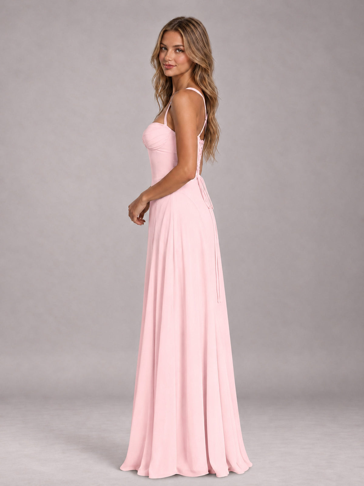 Blush Pink A-Line Sweetheart Sleeveless Floor-Length Bridesmaid Dress