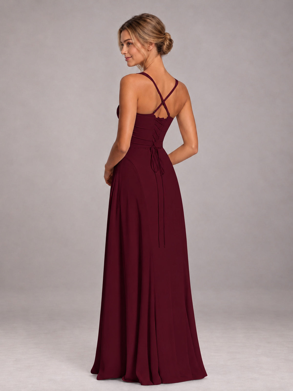 Burgundy A-Line Sweetheart Sleeveless Floor-Length Bridesmaid Dress