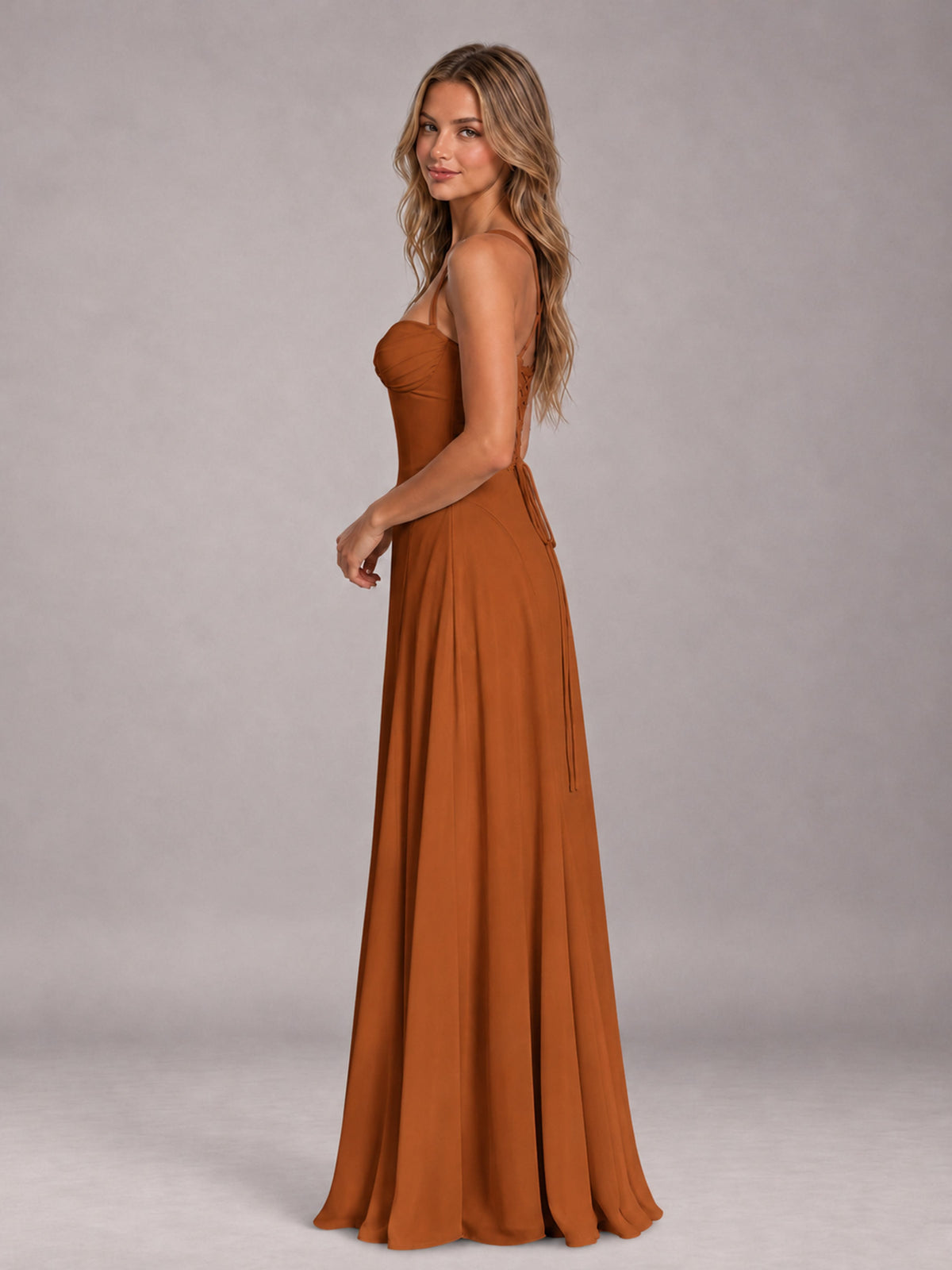 Burnt Orange A-Line Sweetheart Sleeveless Floor-Length Bridesmaid Dress