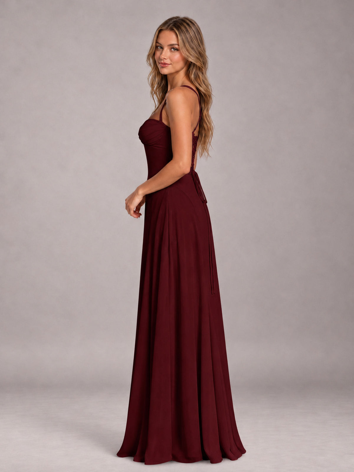Cabernet A-Line Sweetheart Sleeveless Floor-Length Bridesmaid Dress
