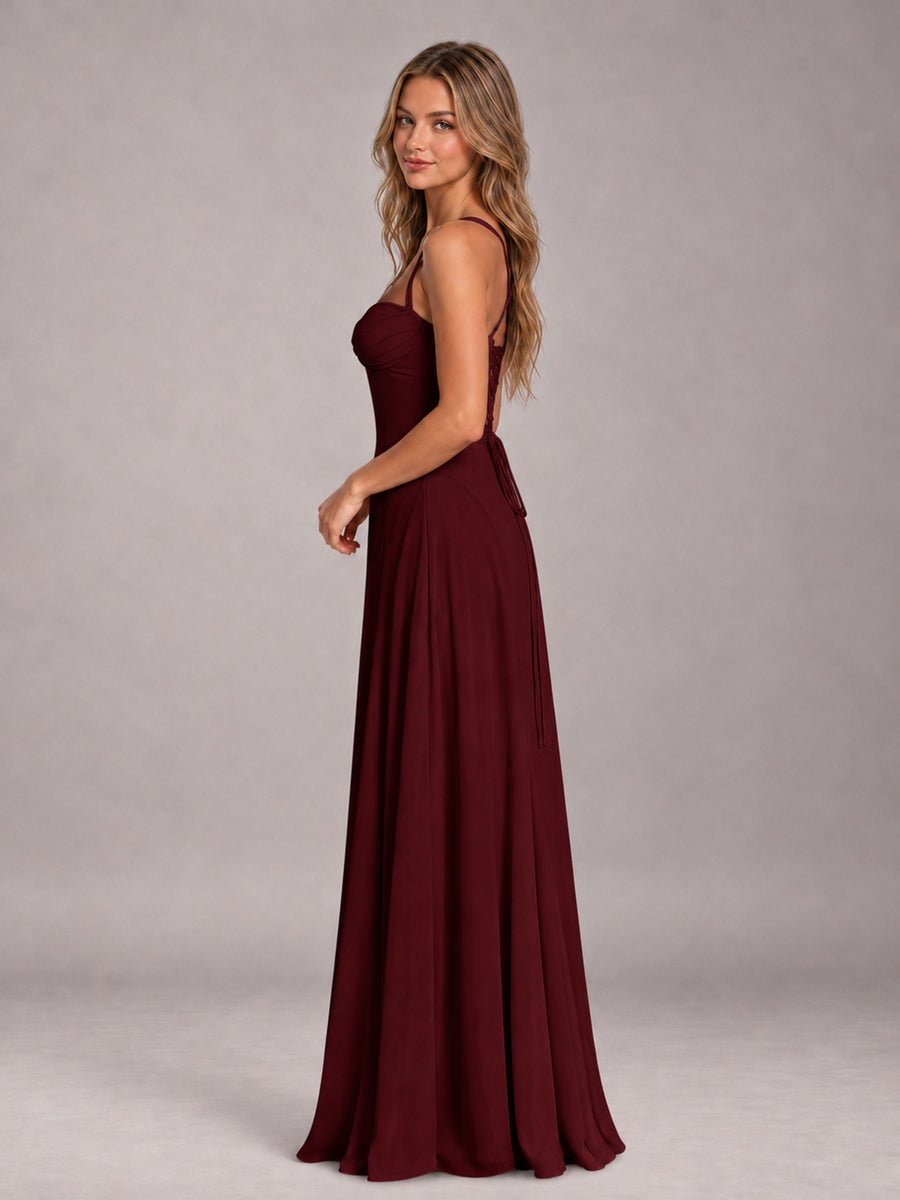 Cabernet A-Line Sweetheart Sleeveless Floor-Length Bridesmaid Dress