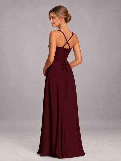 Cabernet A-Line Sweetheart Sleeveless Floor-Length Bridesmaid Dress